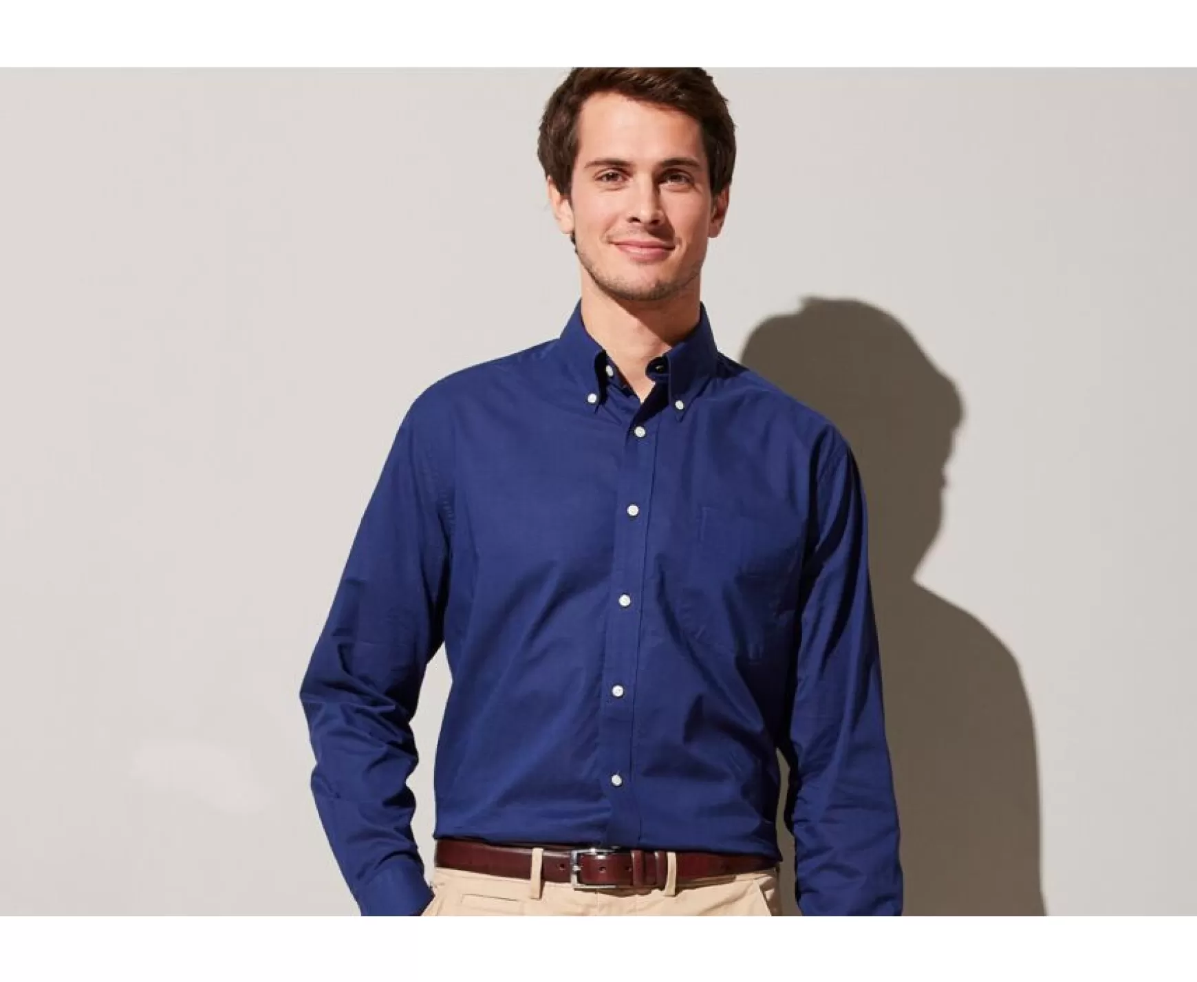 Bexley | Navy Long Sleeve Cotton Linen Shirt Colten Navy Blue