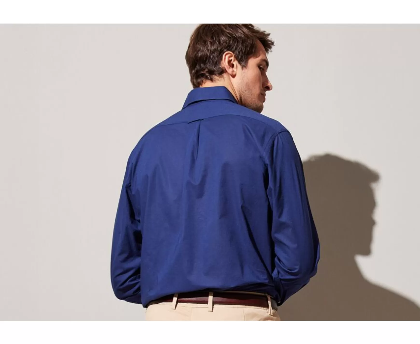 Bexley | Navy Long Sleeve Cotton Linen Shirt Colten Navy Blue