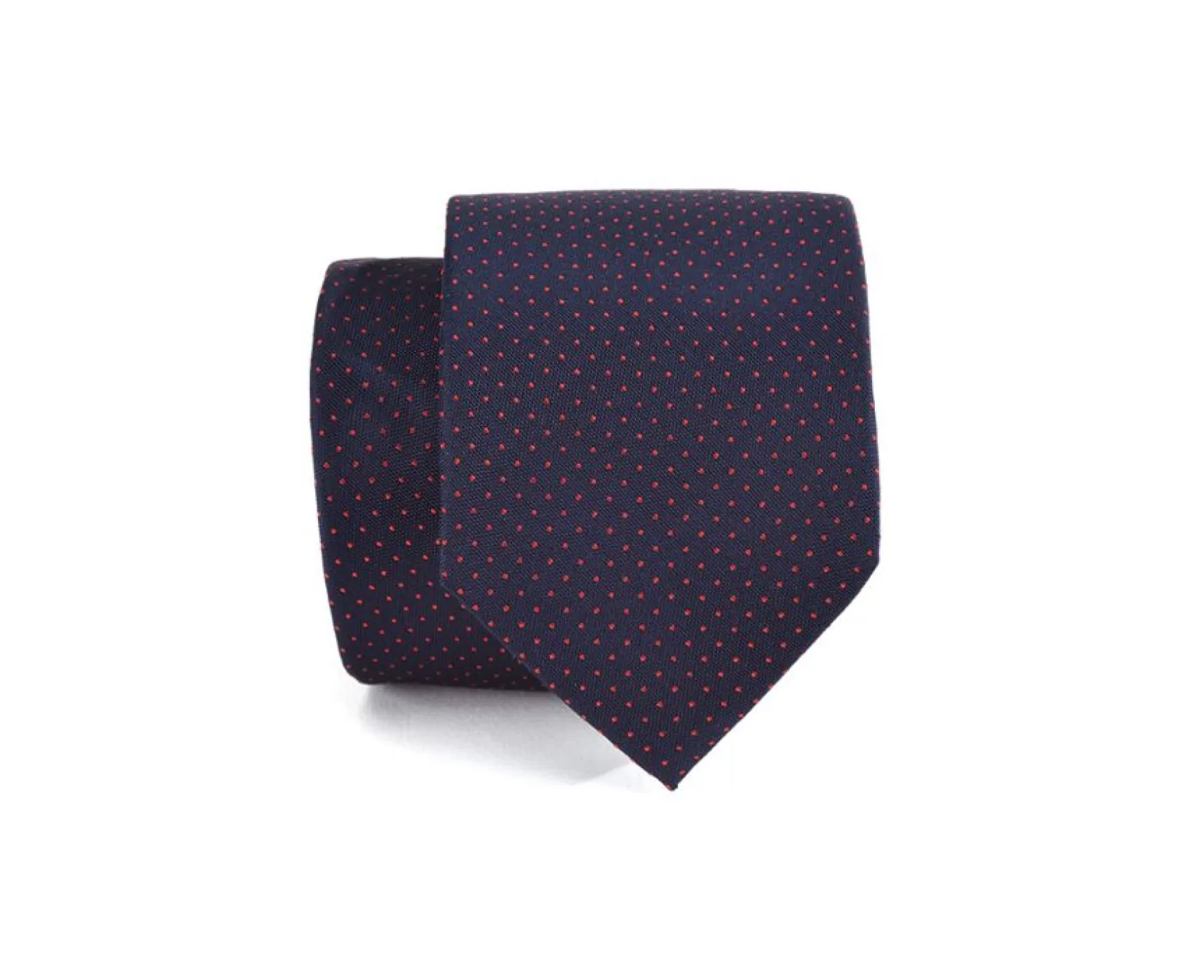 Bexley | Navy Silk Tie - Red Micro Dots Navy And Red