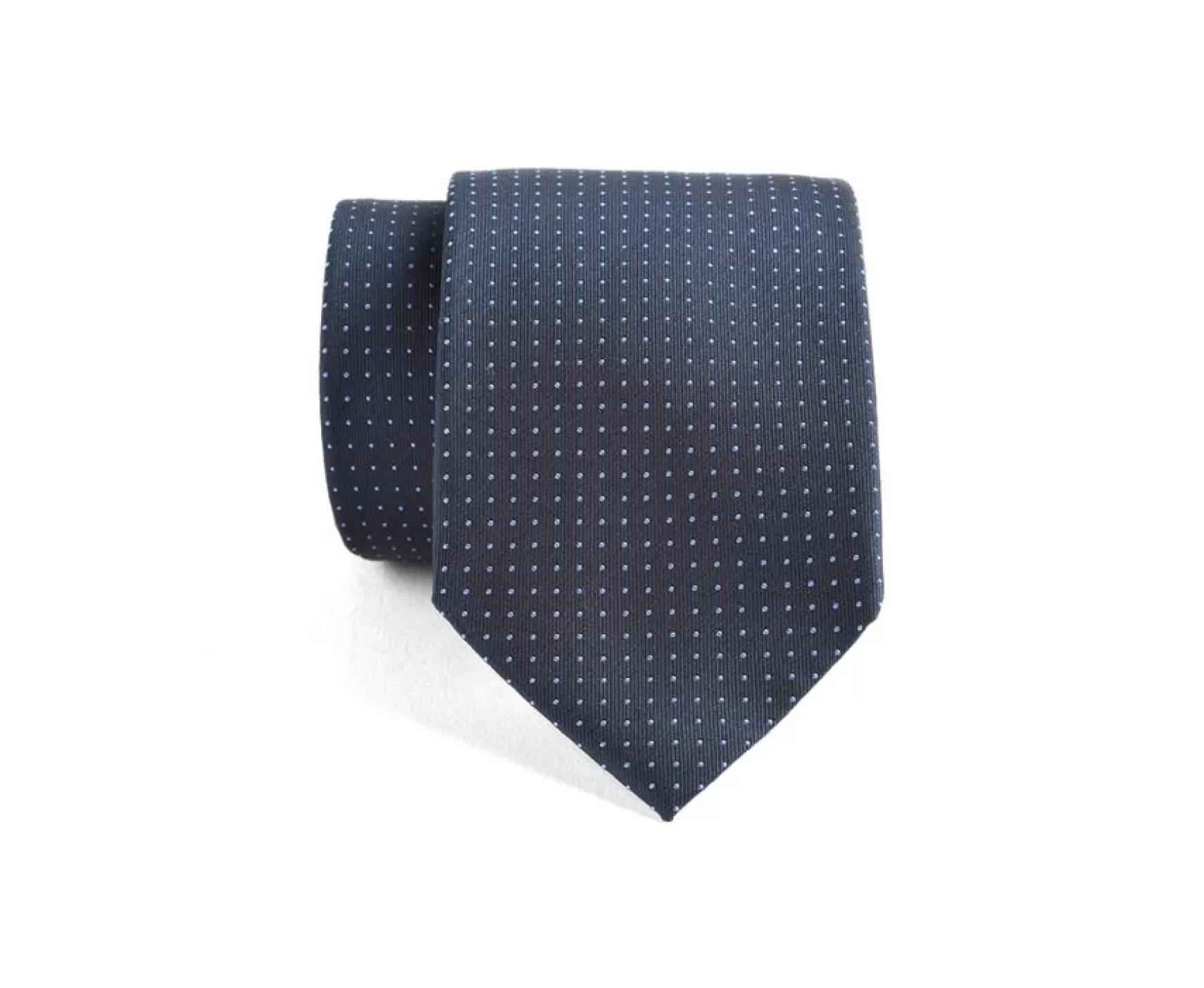 Bexley | Navy Silk Tie With Royal Blue Micro Dots Navy And Roy Blue