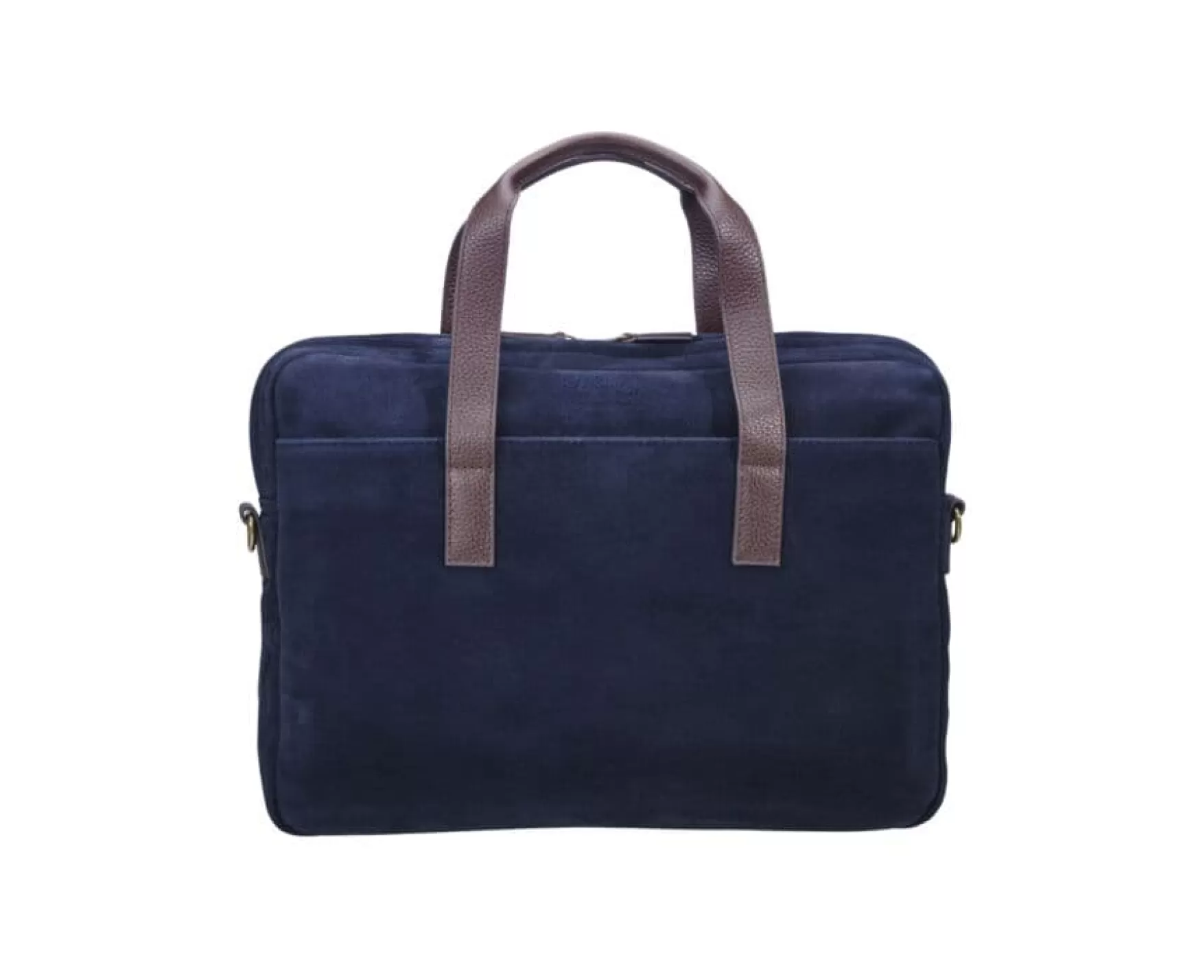 Bexley | Navy Velvet Men'S Leather Briefcase Harwinton Velours Marine Et Chocolat