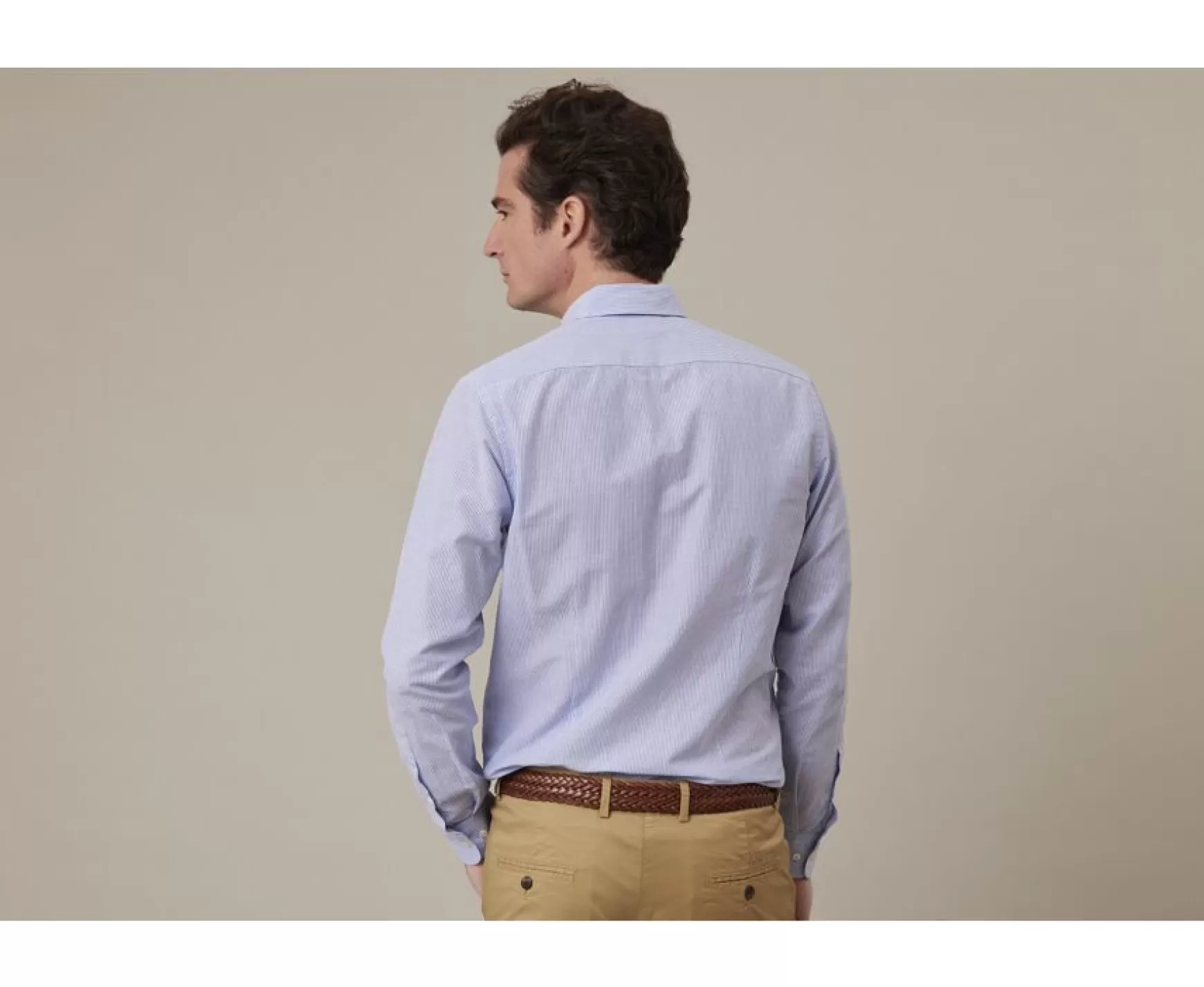 Bexley | Ocean Blue & White Trim Cotton Linen Shirt Edibert Blue Ocean And White