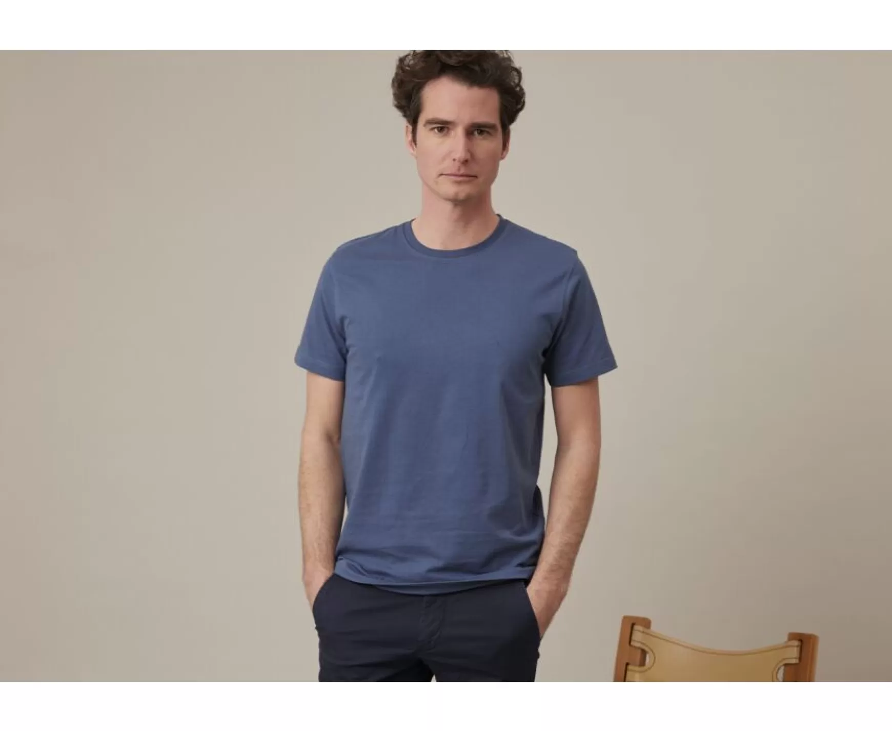 Bexley | Organic Cotton Plain T-Shirt Edgar Iii Grey Blue