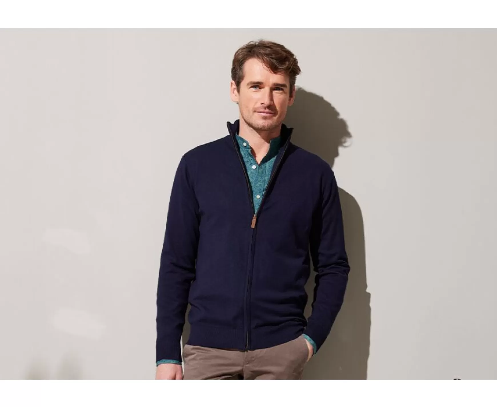 Bexley | Organic Cotton/Cashmere Full Zip Sweater Vladis Navy