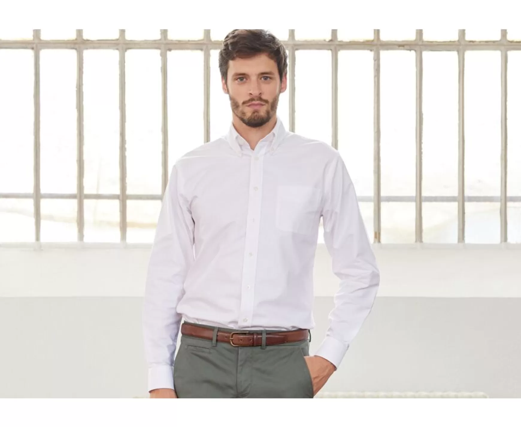 Bexley | Oxford Shirt With Chest Pocket - American Collar Harold White