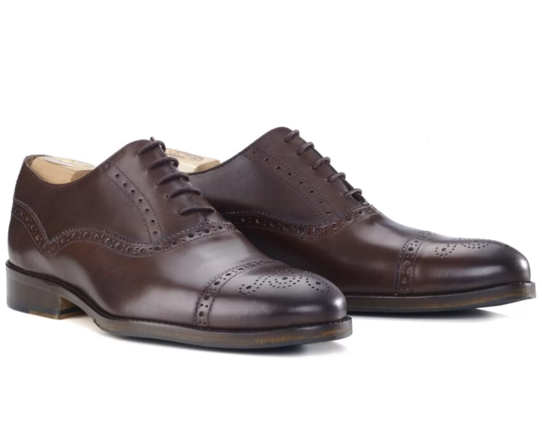 Bexley Oxford Shoes | Oxford Shoes - Rubber Pad - Hilcott Patin | Patina Chocolate