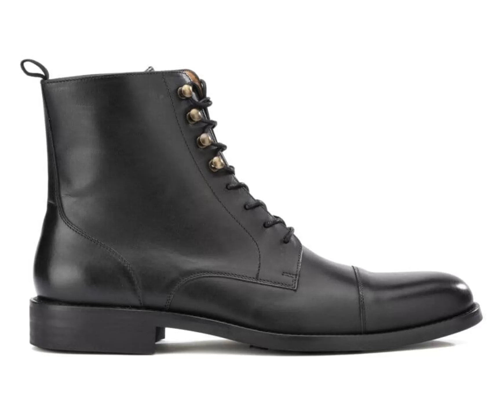 Bexley Comfort Shoes | Patina Black Lace-Up Boots Derby Enfield Ii Gomme City Black With Patine