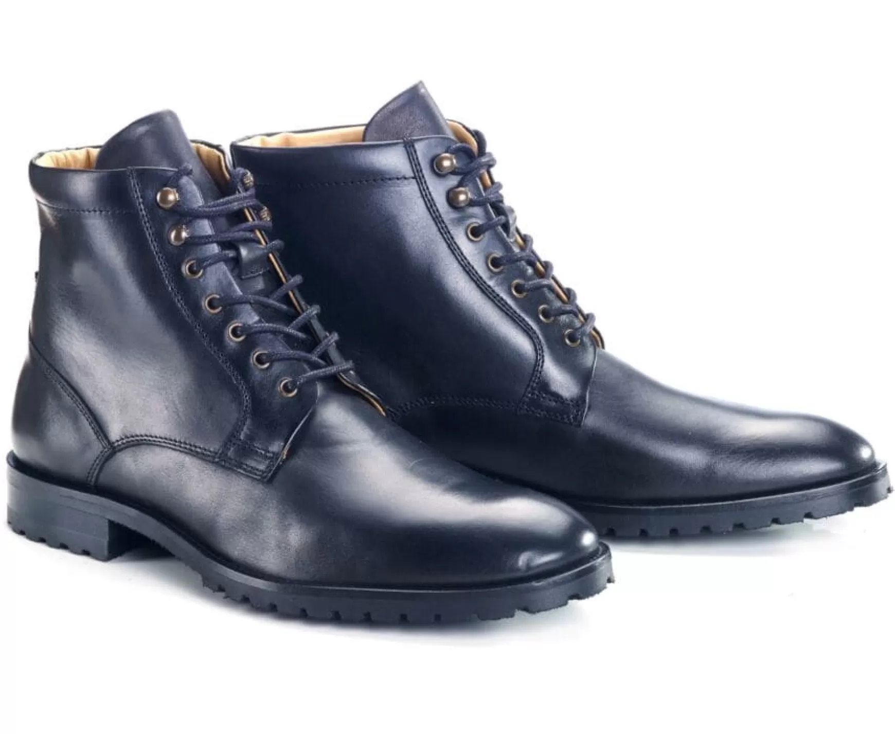 Bexley Comfort Shoes | Patina Black Lace-Up Derby Boots Bardfield Black With Patine