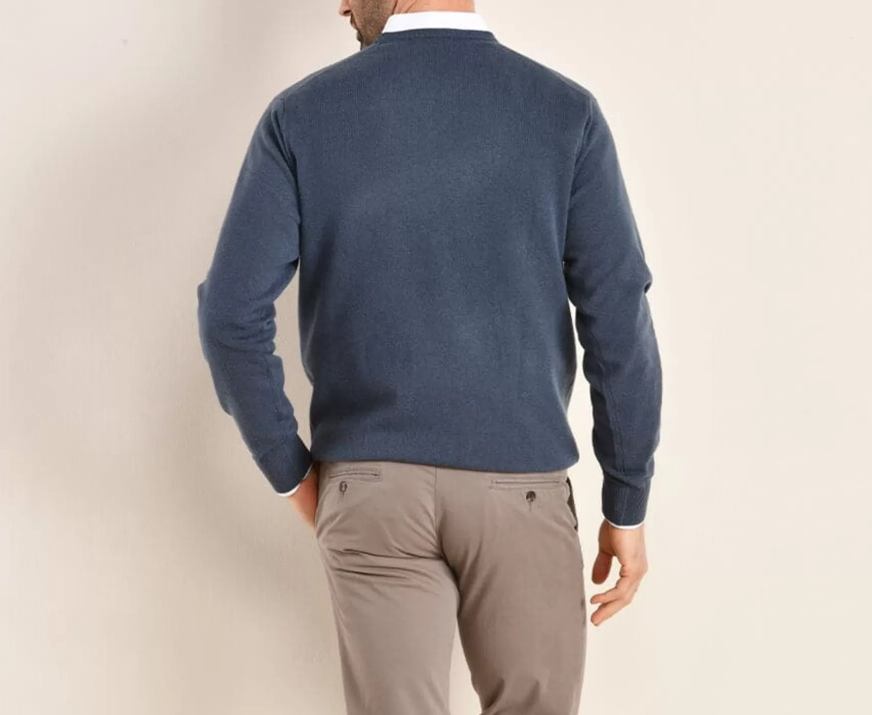 Bexley | Petrol Blue Round-Neck Wool Jumper Conan Prussian Blue