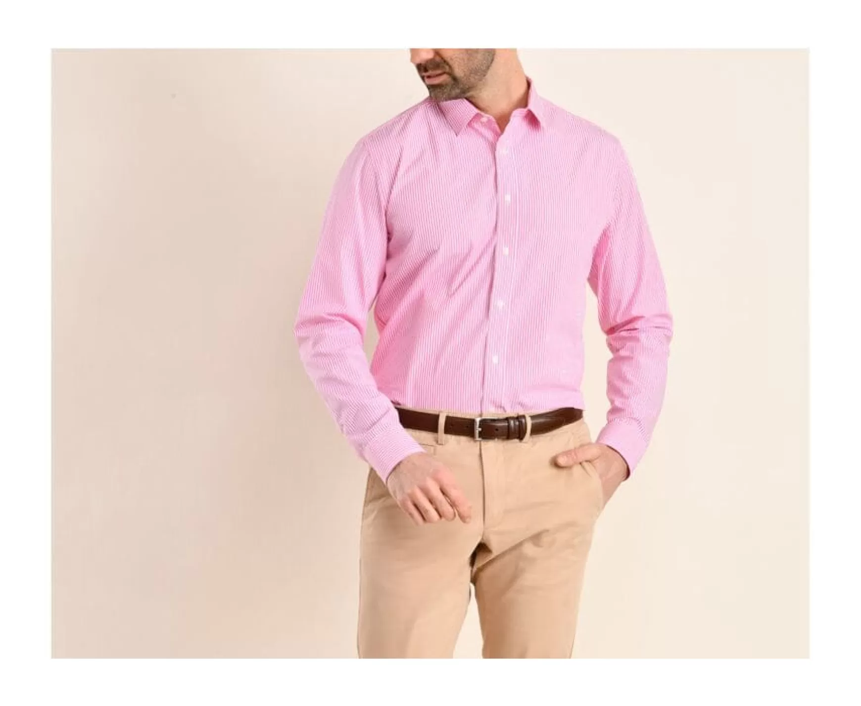 Bexley | Pink And White Striped Cotton Shirt Maximilien Light Pink And White