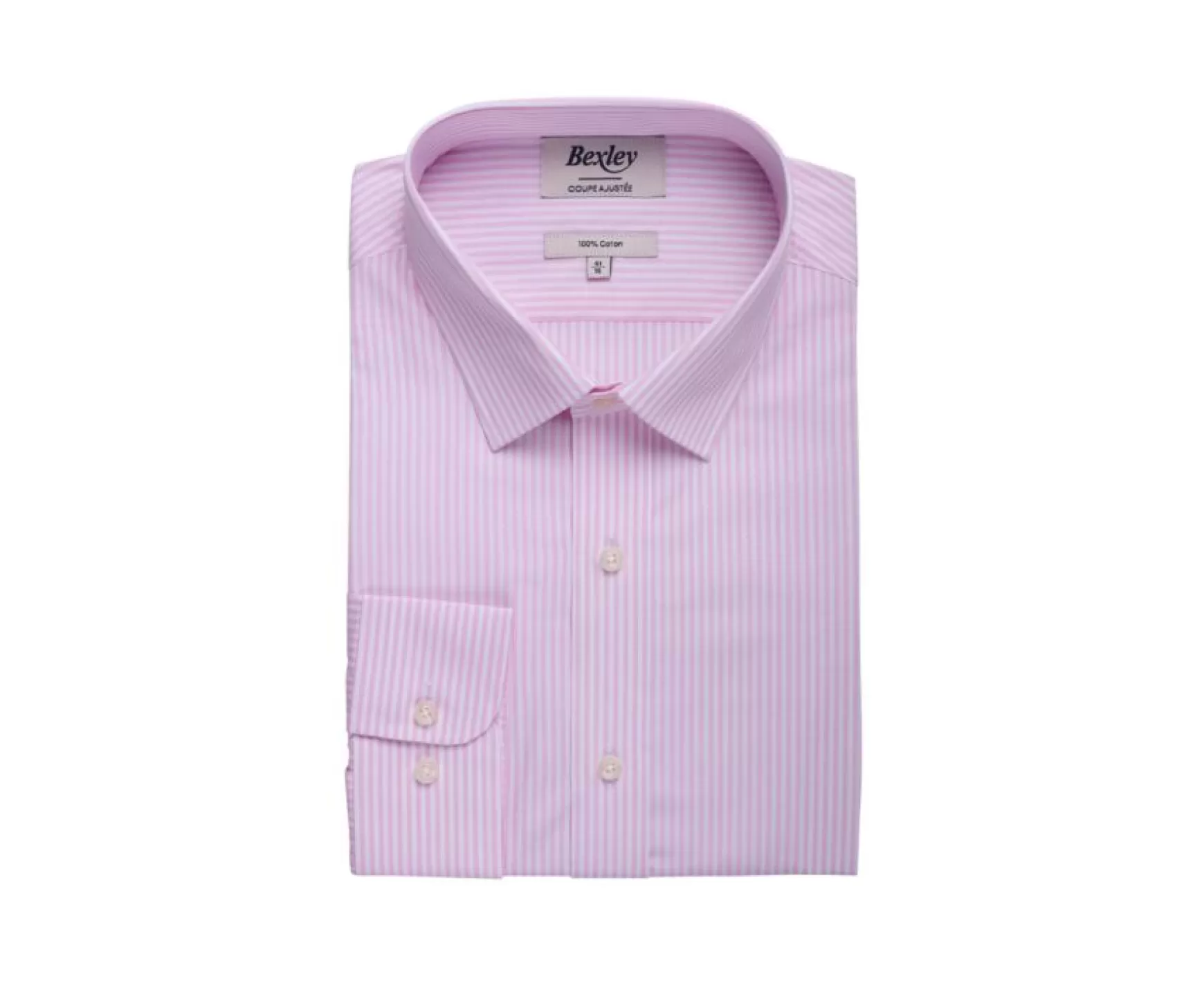 Bexley | Pink And White Striped Poplin Shirt Maximilien Light Pink