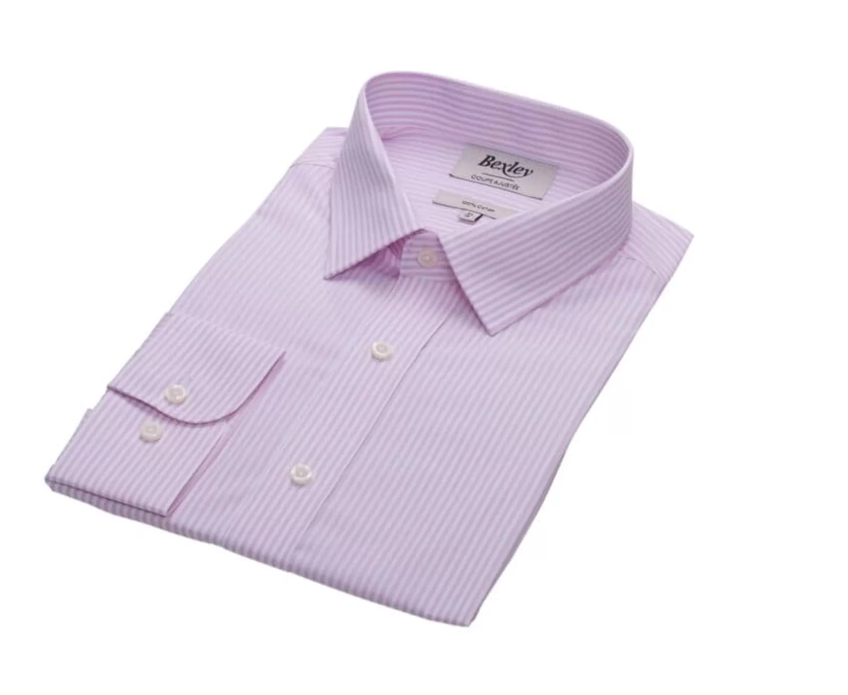 Bexley | Pink And White Striped Poplin Shirt Maximilien Light Pink