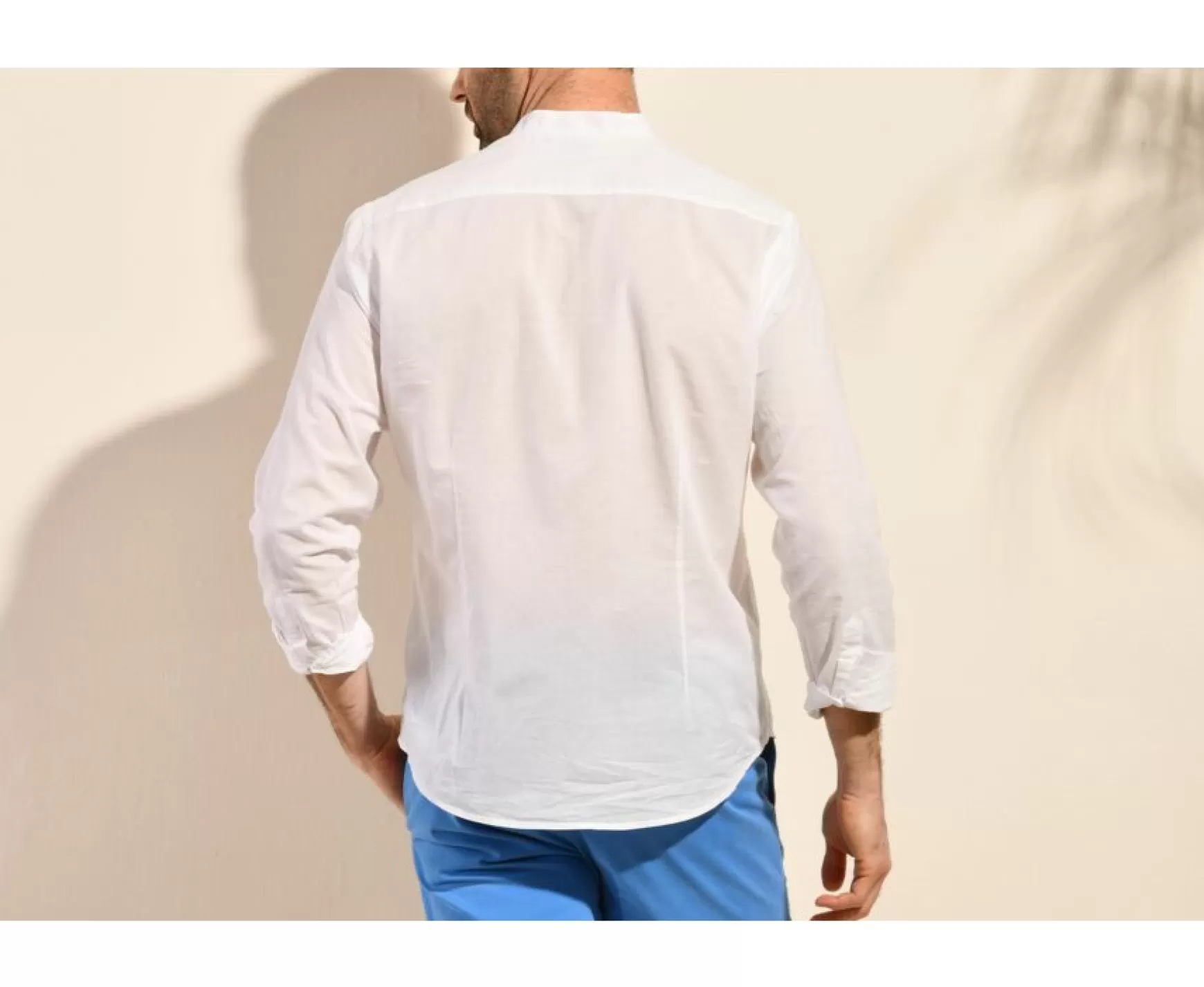 Bexley | Plain Cotton Linen Shirt Elibert White