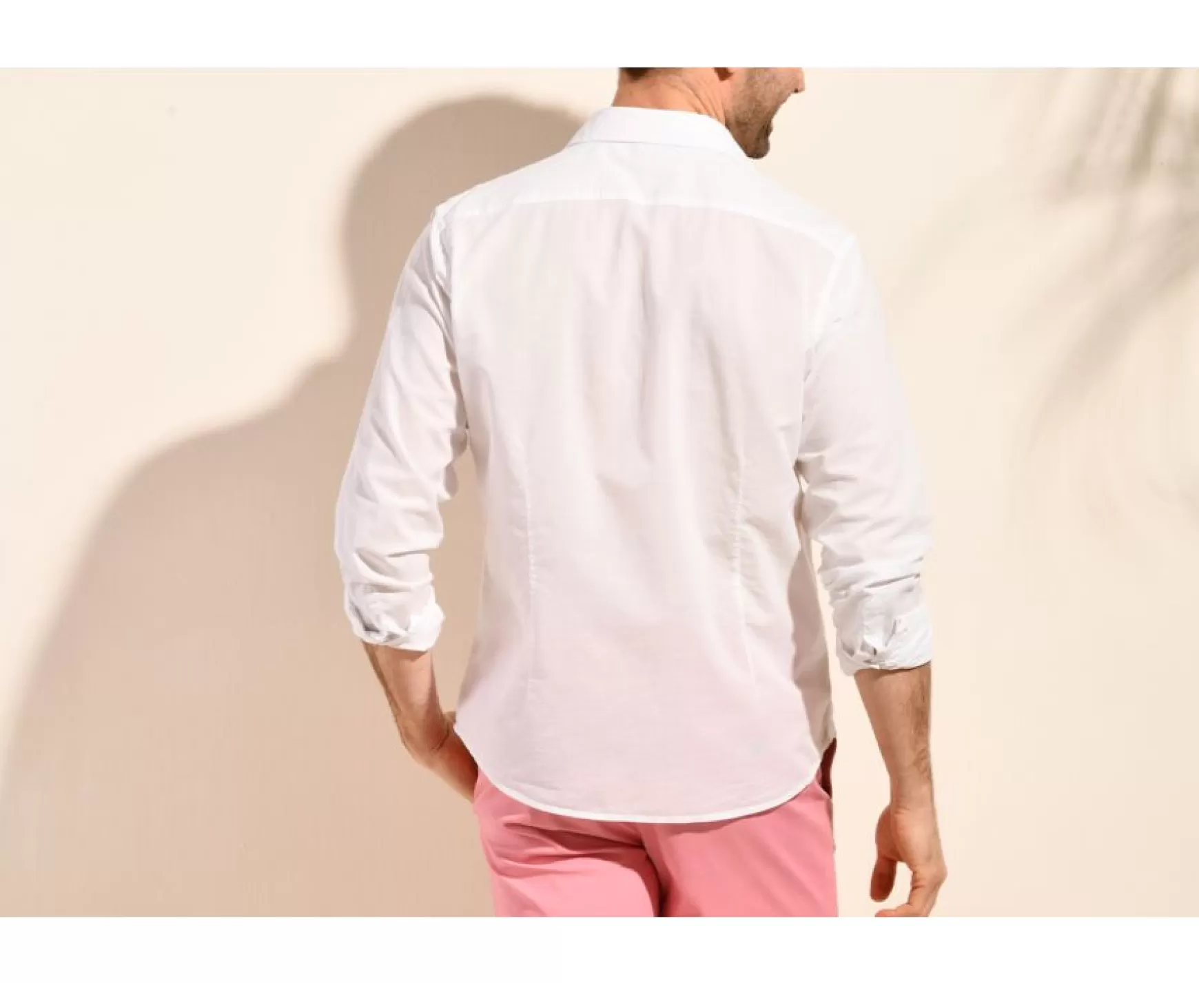 Bexley | Plain Cotton Linen Shirt Silbert White