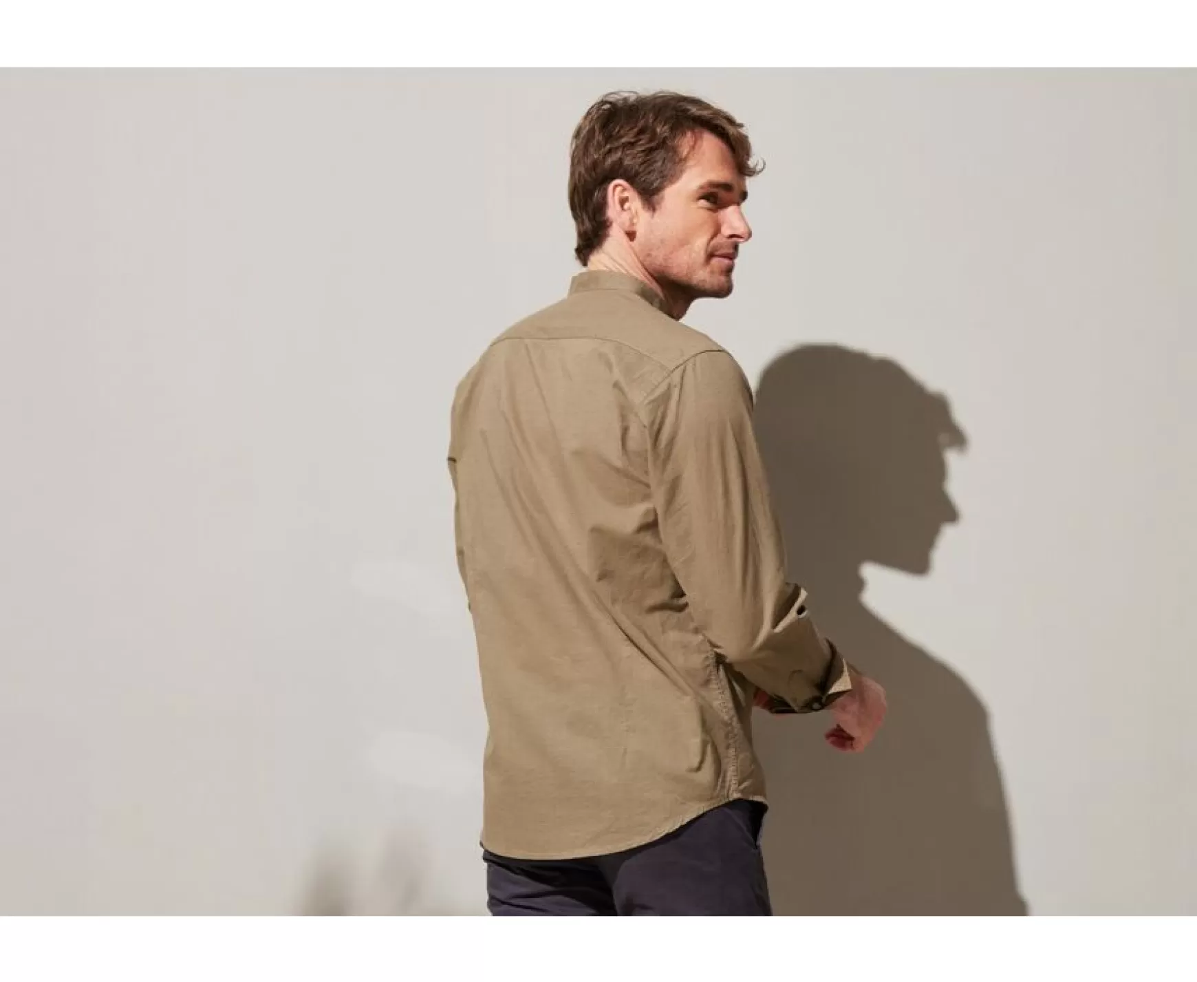 Bexley | Plain Taupe Cotton Linen Shirt Elibert Light Taupe