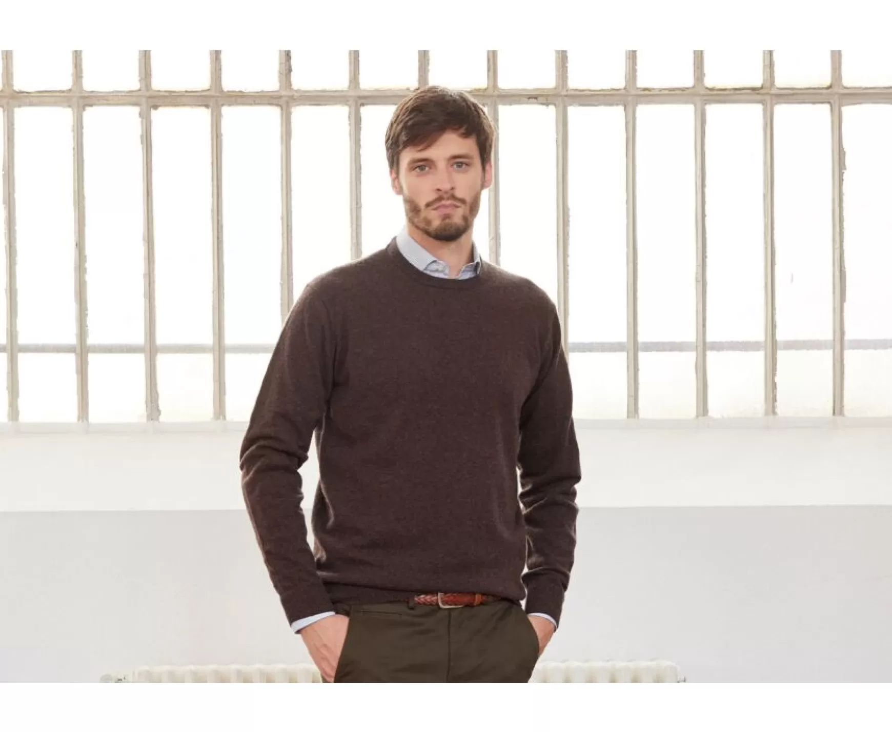 Bexley | Round-Neck Wool Jumper - Conan | Dark Chocolate