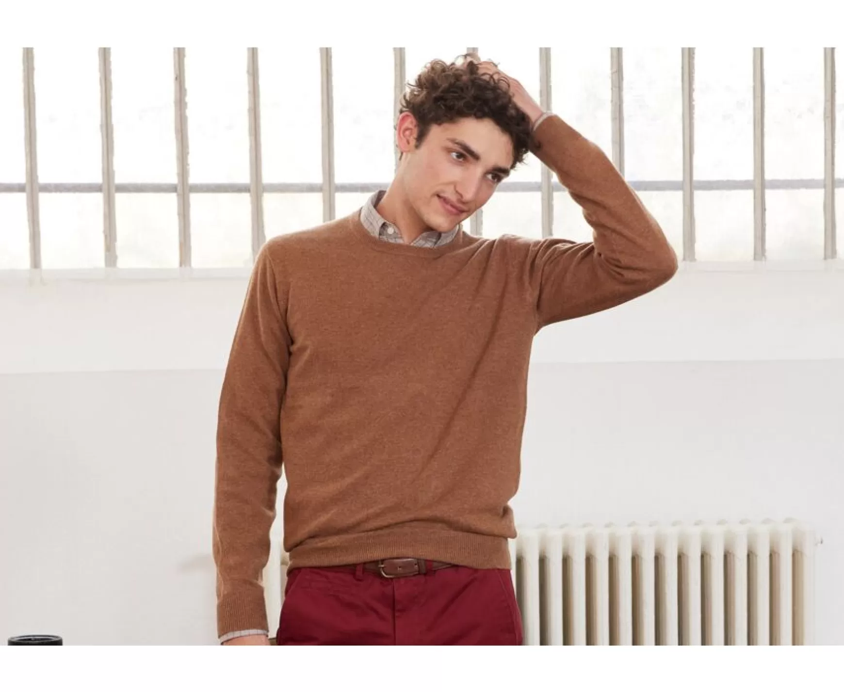 Bexley | Round-Neck Wool Jumper - Conan | Melange Hazelnut