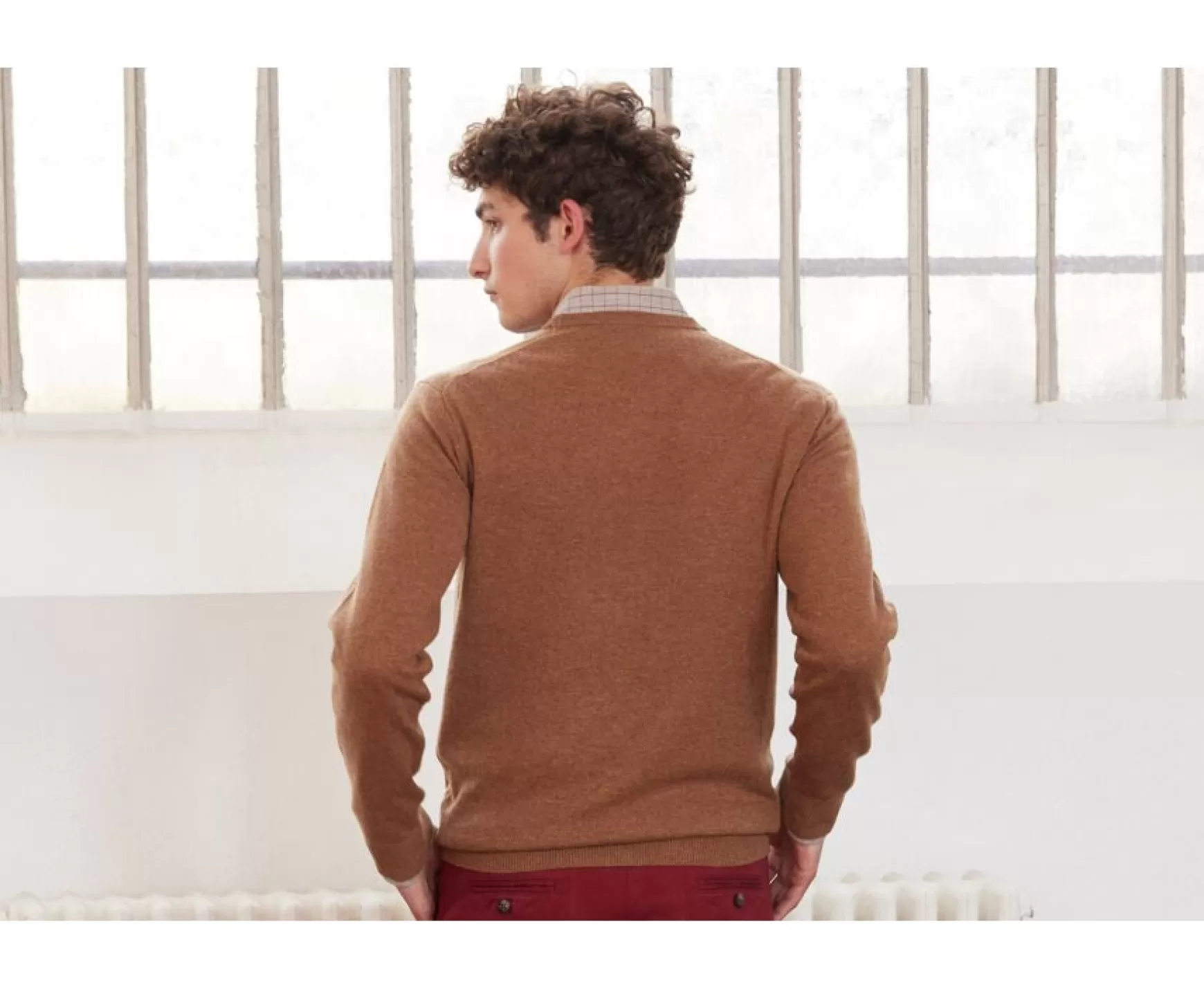 Bexley | Round-Neck Wool Jumper - Conan | Melange Hazelnut