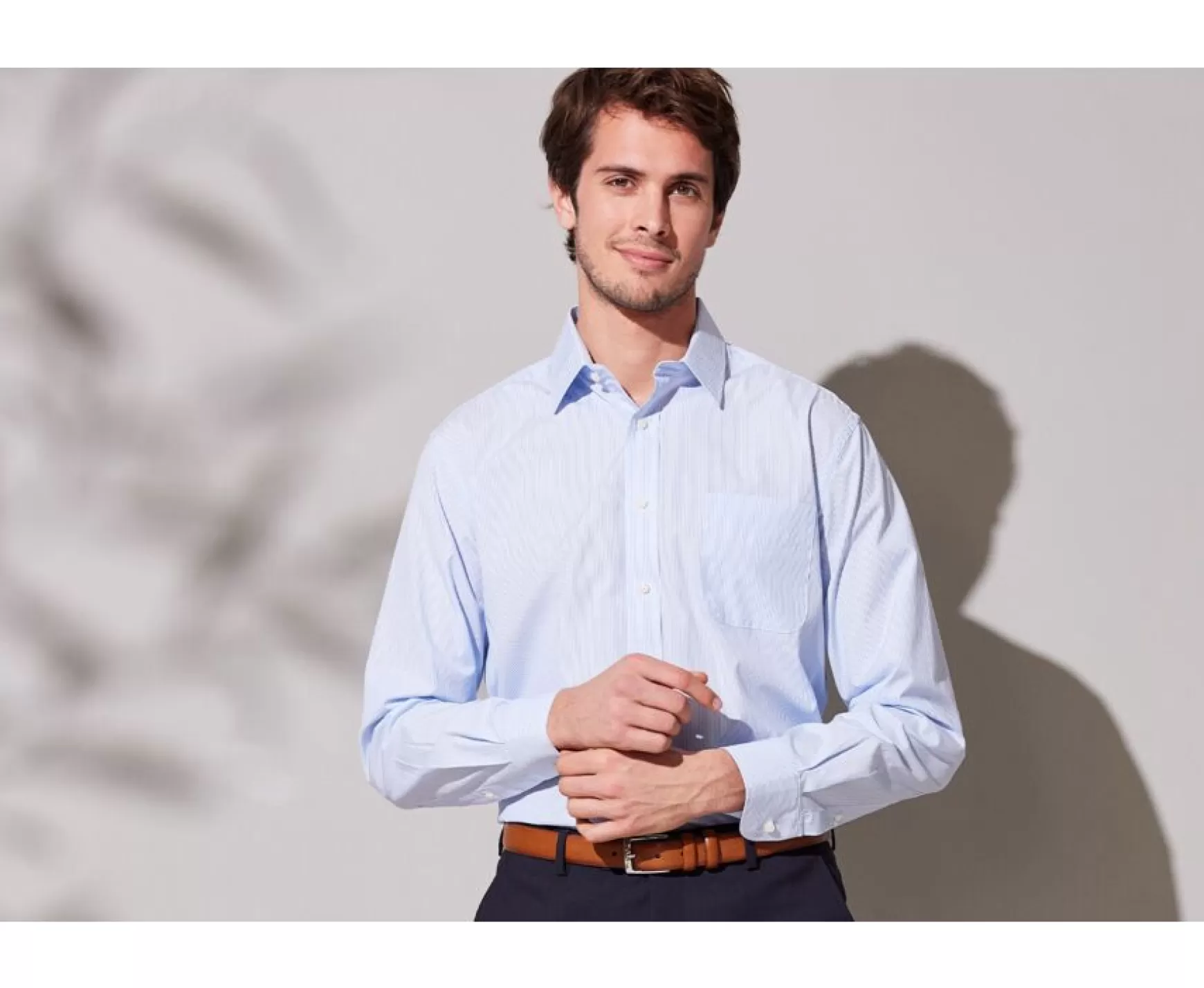 Bexley | Shirt With Thin Blue Stripes - Chest Pocket Augustin Light Blue And White