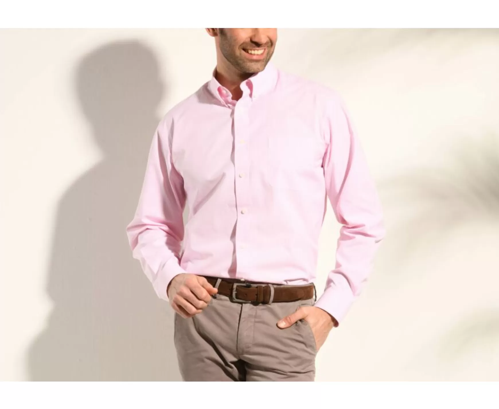 Bexley | Shirt With Thin Pink And White Checks - Pocket Tim Light Pink And White