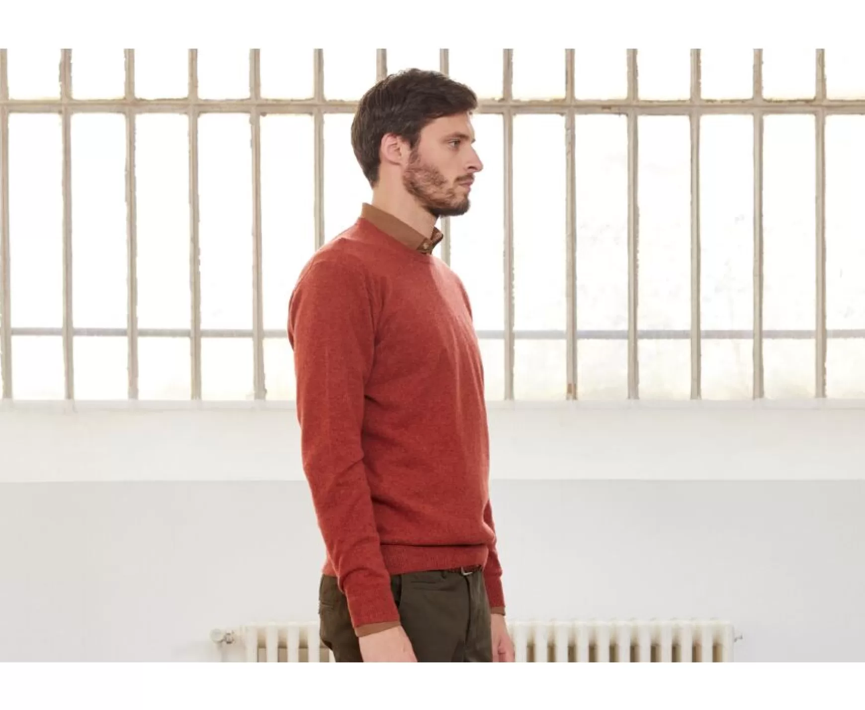 Bexley | Spice Melange Round-Neck Wool Jumper - Conan | Melange Spice