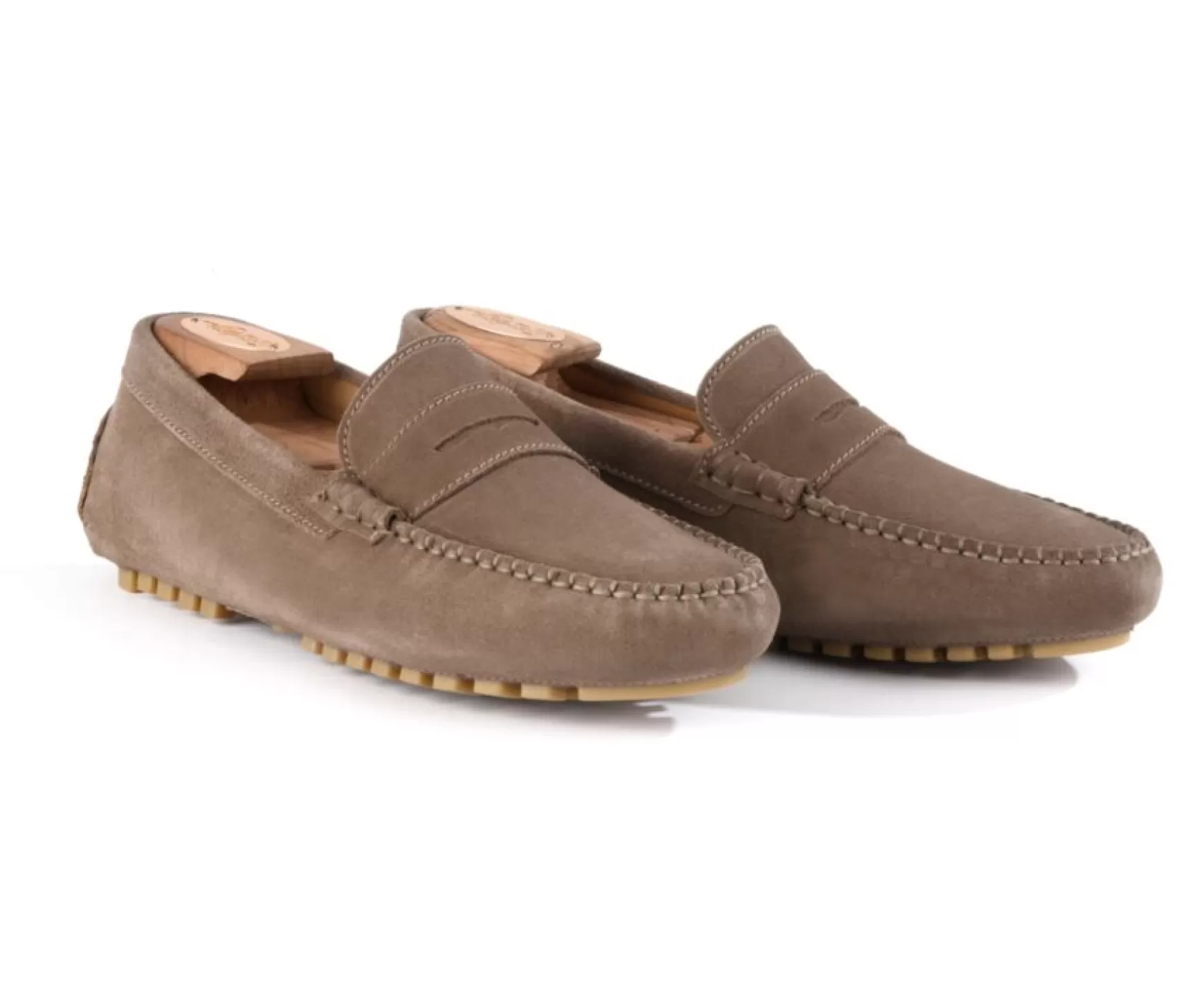 Bexley Moccasins | Taupe Men'S Driving Moccasins Biscayne Light Taupe Suede