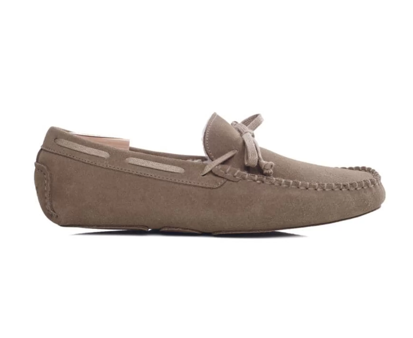 Bexley | Taupe Suede Wool Lining Moccasin Slippers Light Taupe Suede