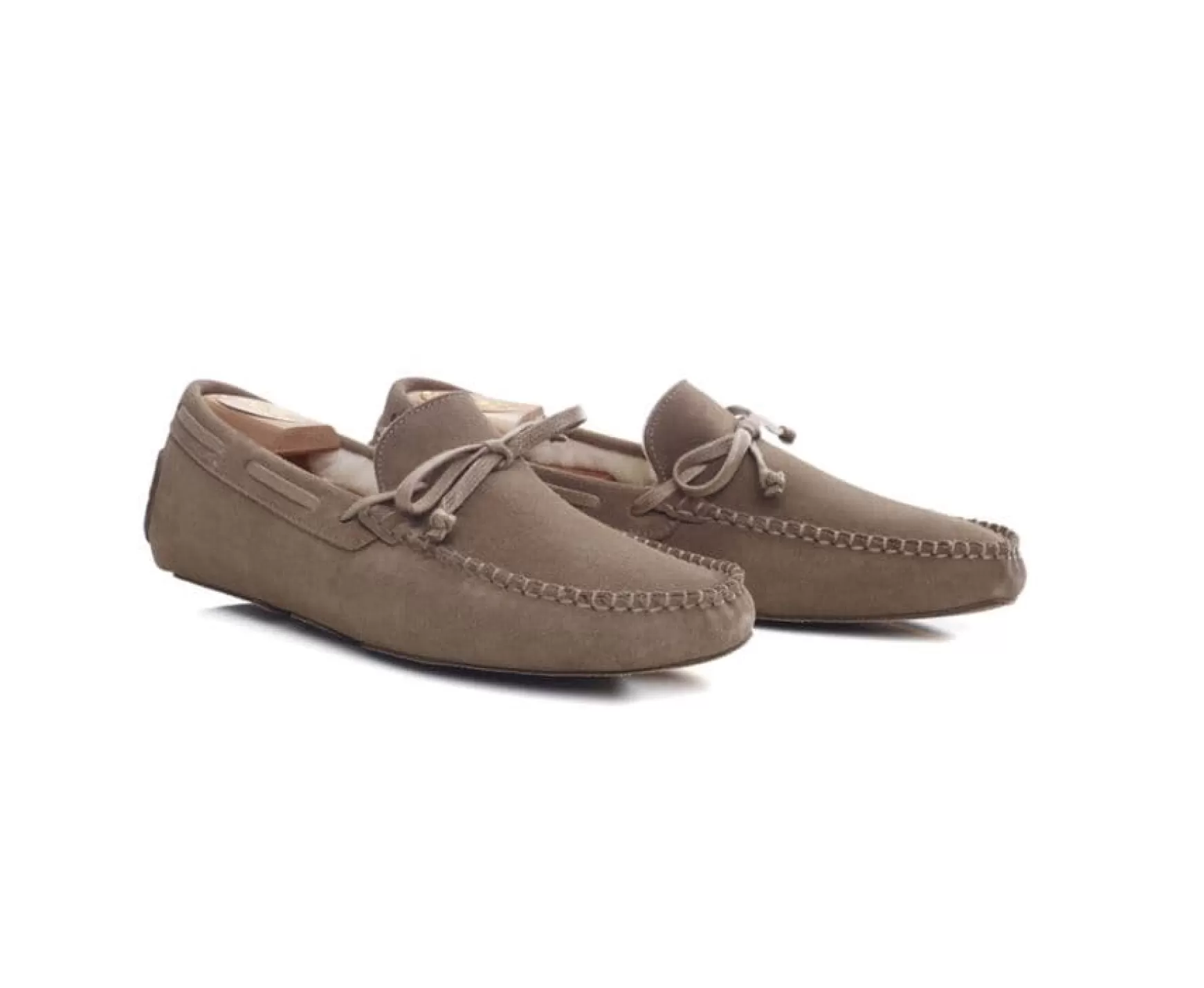 Bexley | Taupe Suede Wool Lining Moccasin Slippers Light Taupe Suede