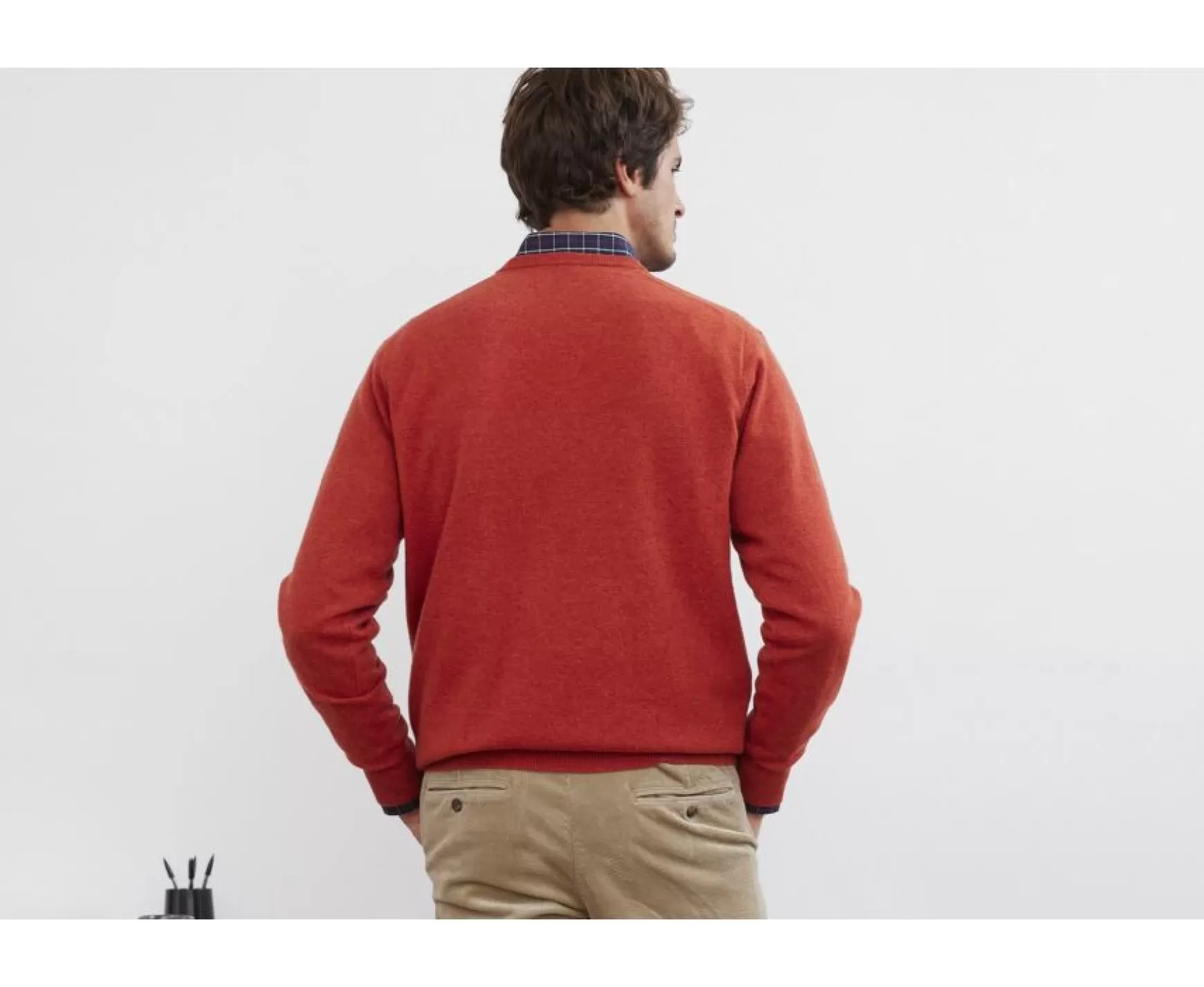 Bexley | V-Neck Wool Jumper Elian Amber Red