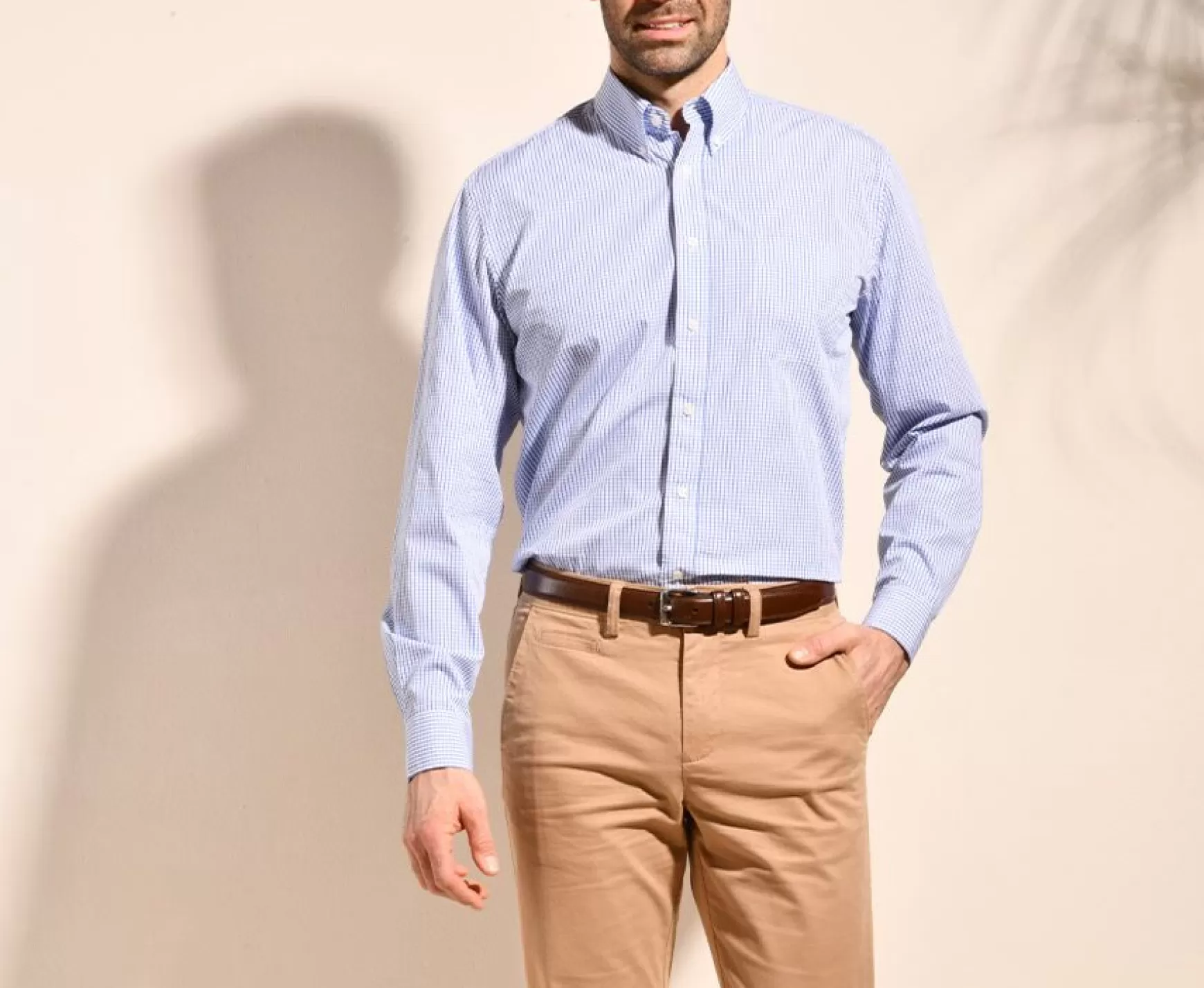 Bexley | White Cotton Shirt With Blue Checks - Pocket Scott Blue And White