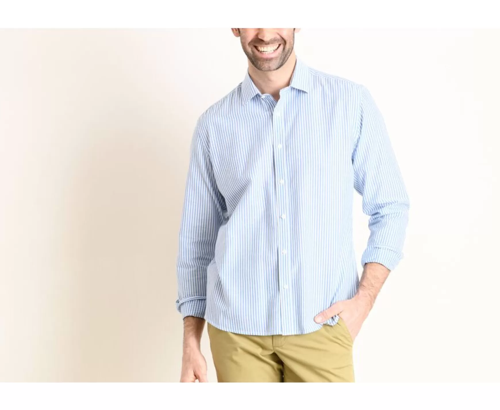 Bexley | White Linen Cotton Shirt With Blue Stripes Edibert Blue And White