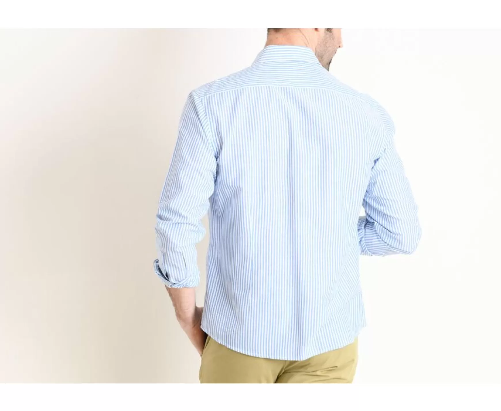 Bexley | White Linen Cotton Shirt With Blue Stripes Edibert Blue And White