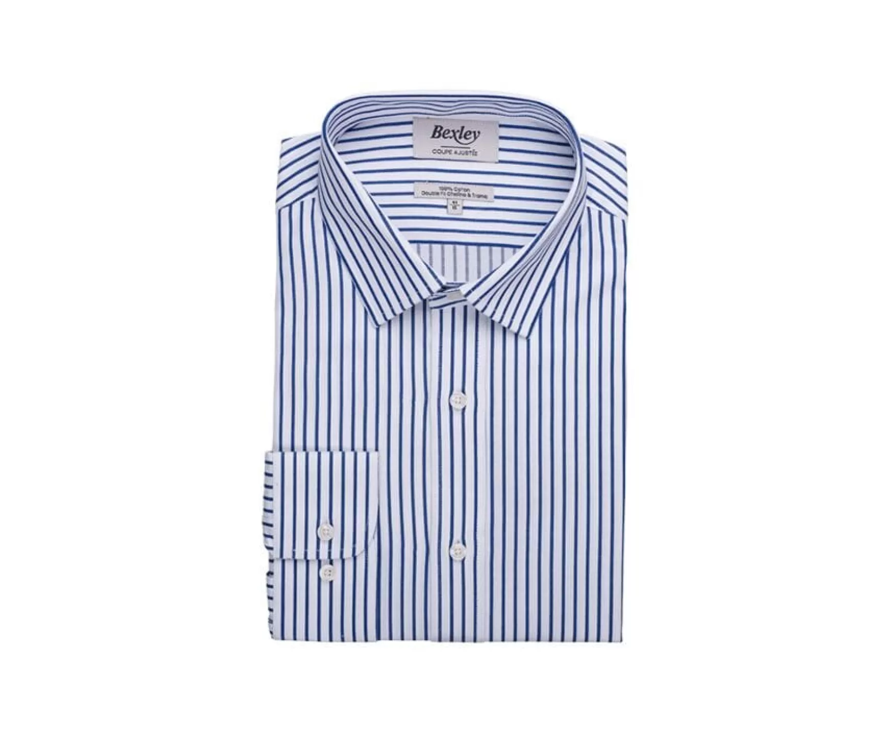 Bexley | White Shirt With Navy Stripes Leonel White And Navy