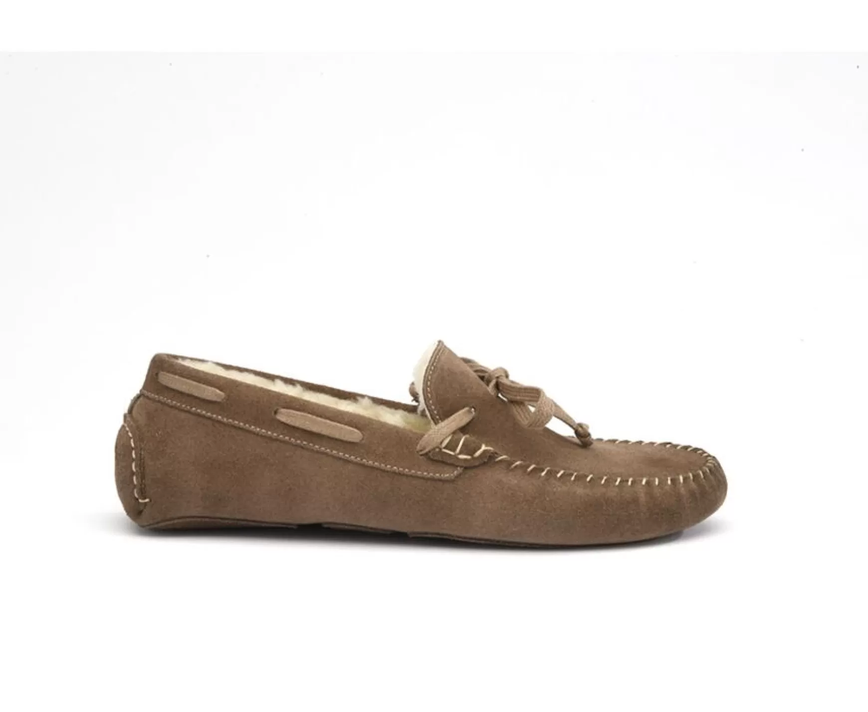 Bexley | Wool Lining Moccasin Slippers Light Taupe Suede