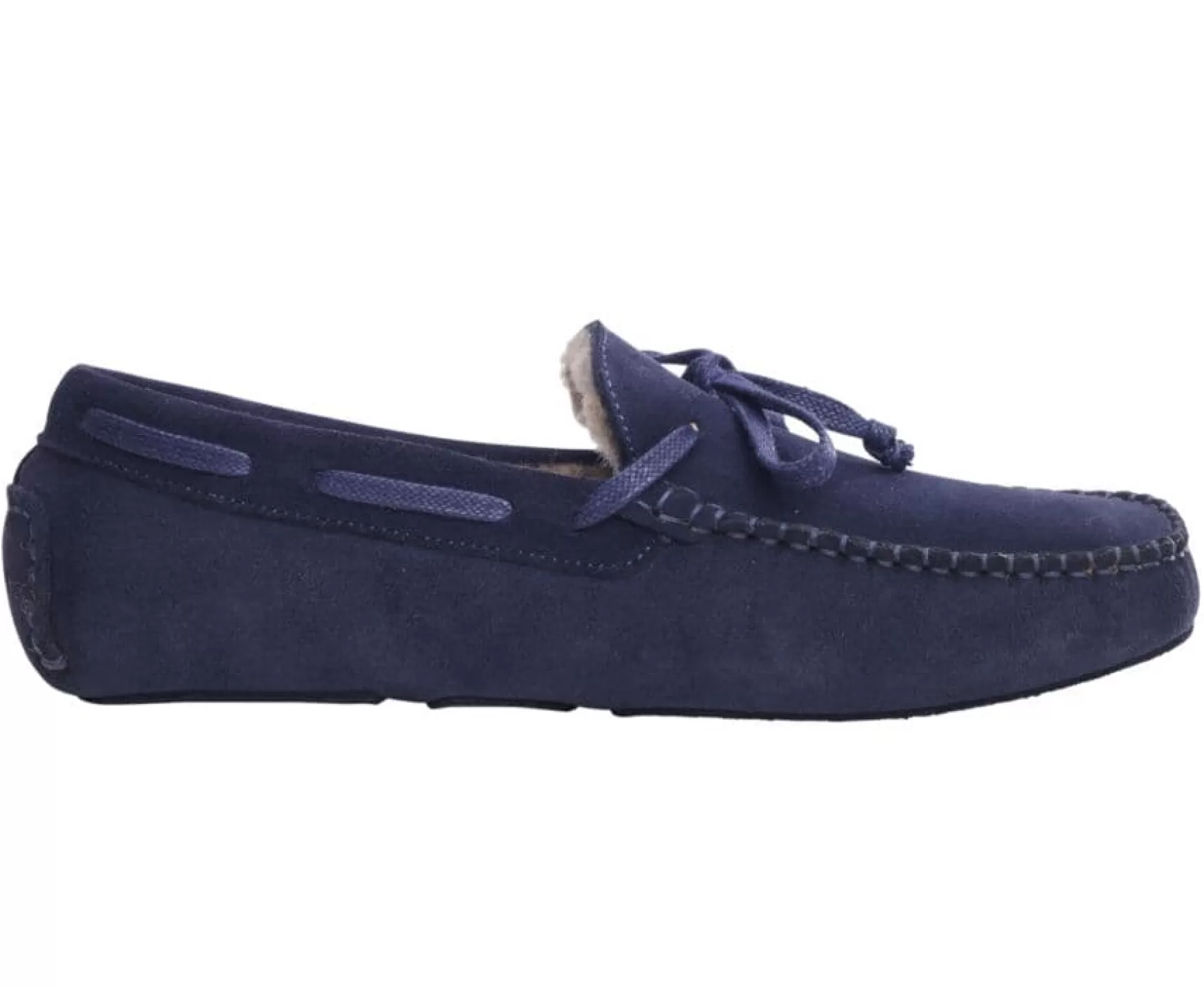 Bexley | Wool Lining Moccasin Slippers Navy Suede