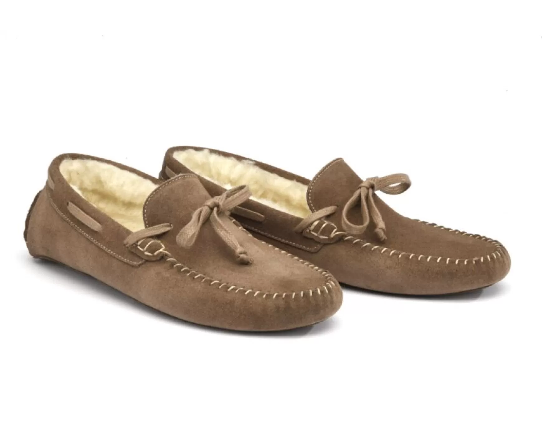 Bexley | Wool Lining Moccasin Slippers Light Taupe Suede