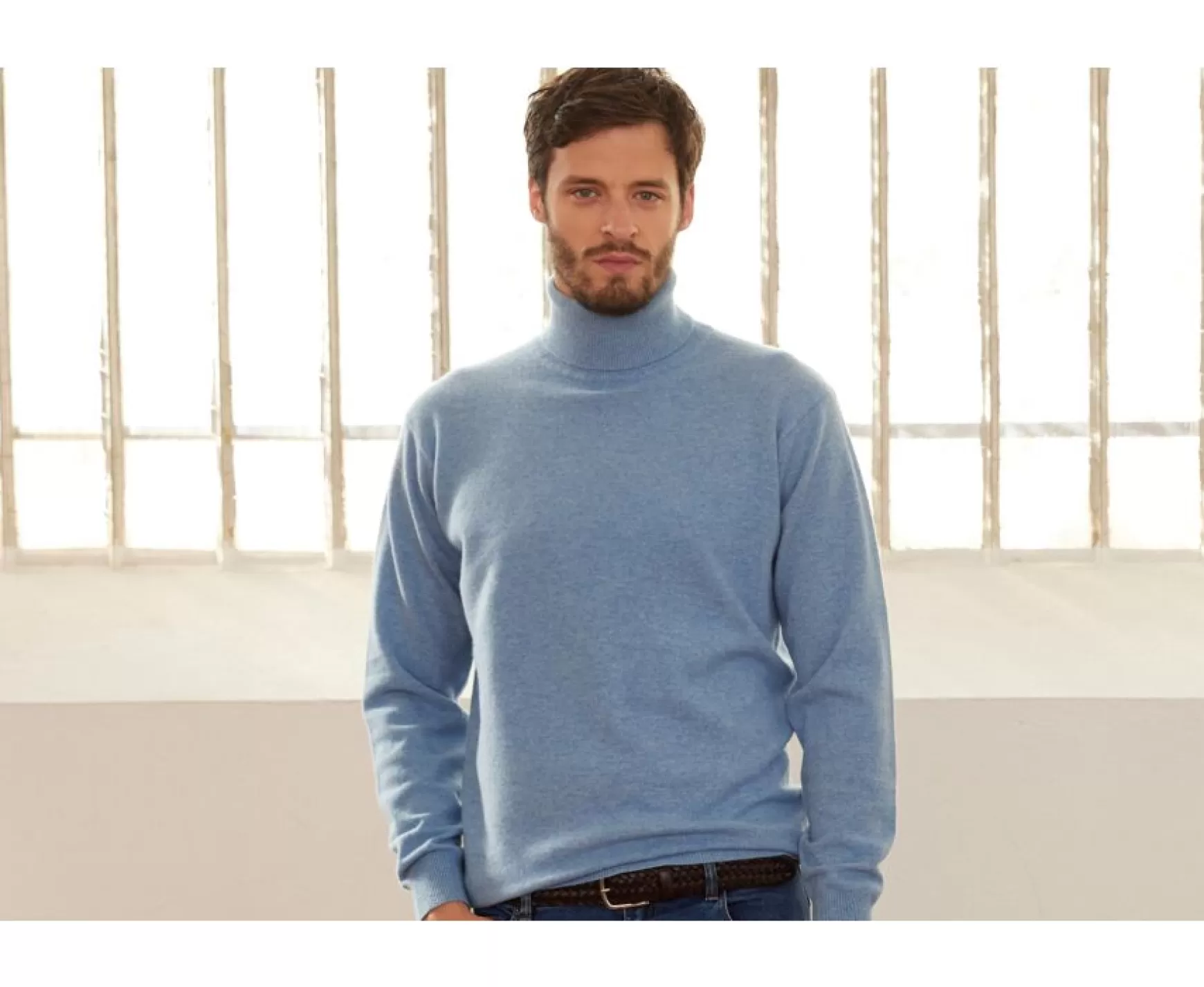 Bexley | Wool Roll-Neck Jumper - Emeric | Blue Melange