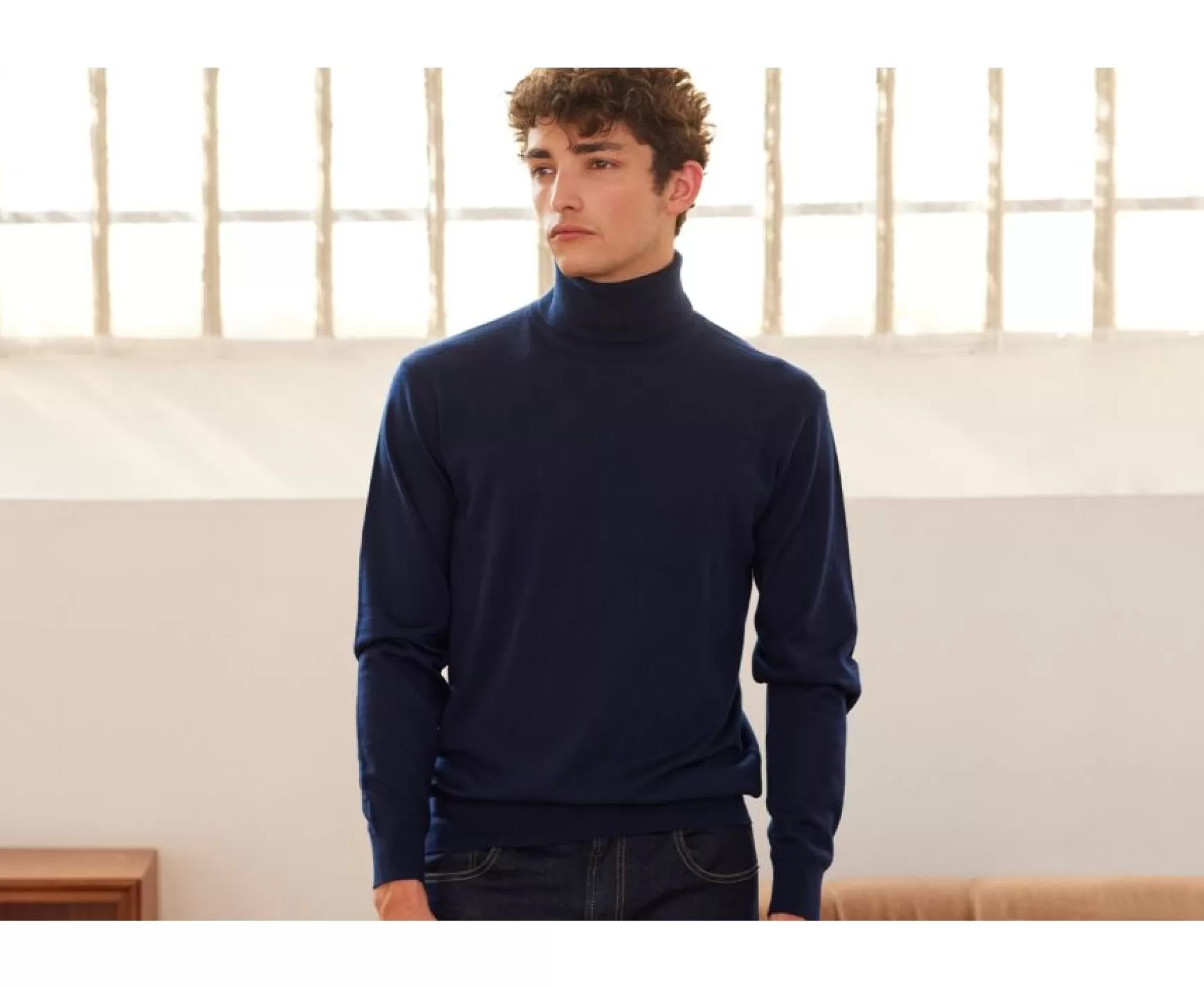 Bexley | Wool Roll-Neck Jumper - Emerinos | Navy