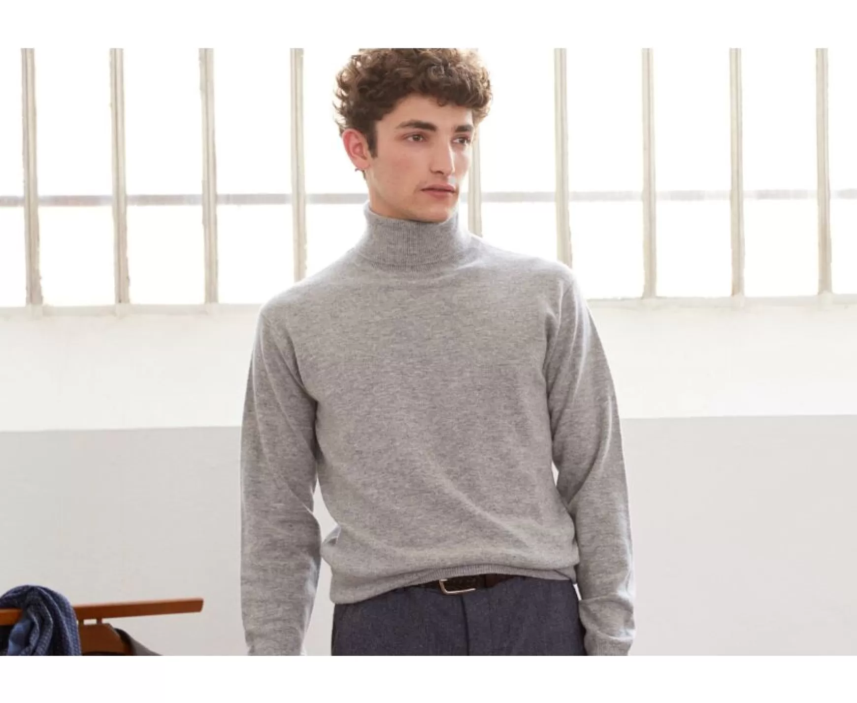 Bexley | Wool Roll-Neck Jumper Emeric Grey Melange