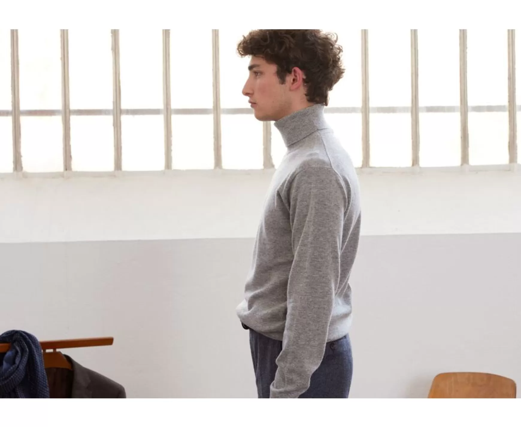 Bexley | Wool Roll-Neck Jumper Emeric Grey Melange