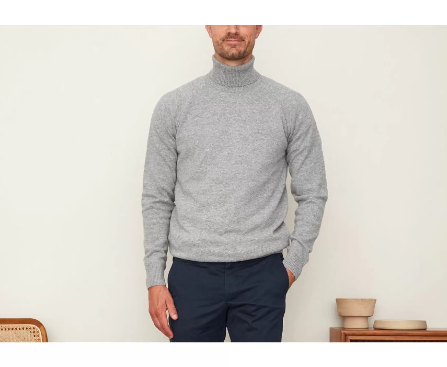 Bexley | Wool Roll-Neck Jumper Emerston Grey Melange