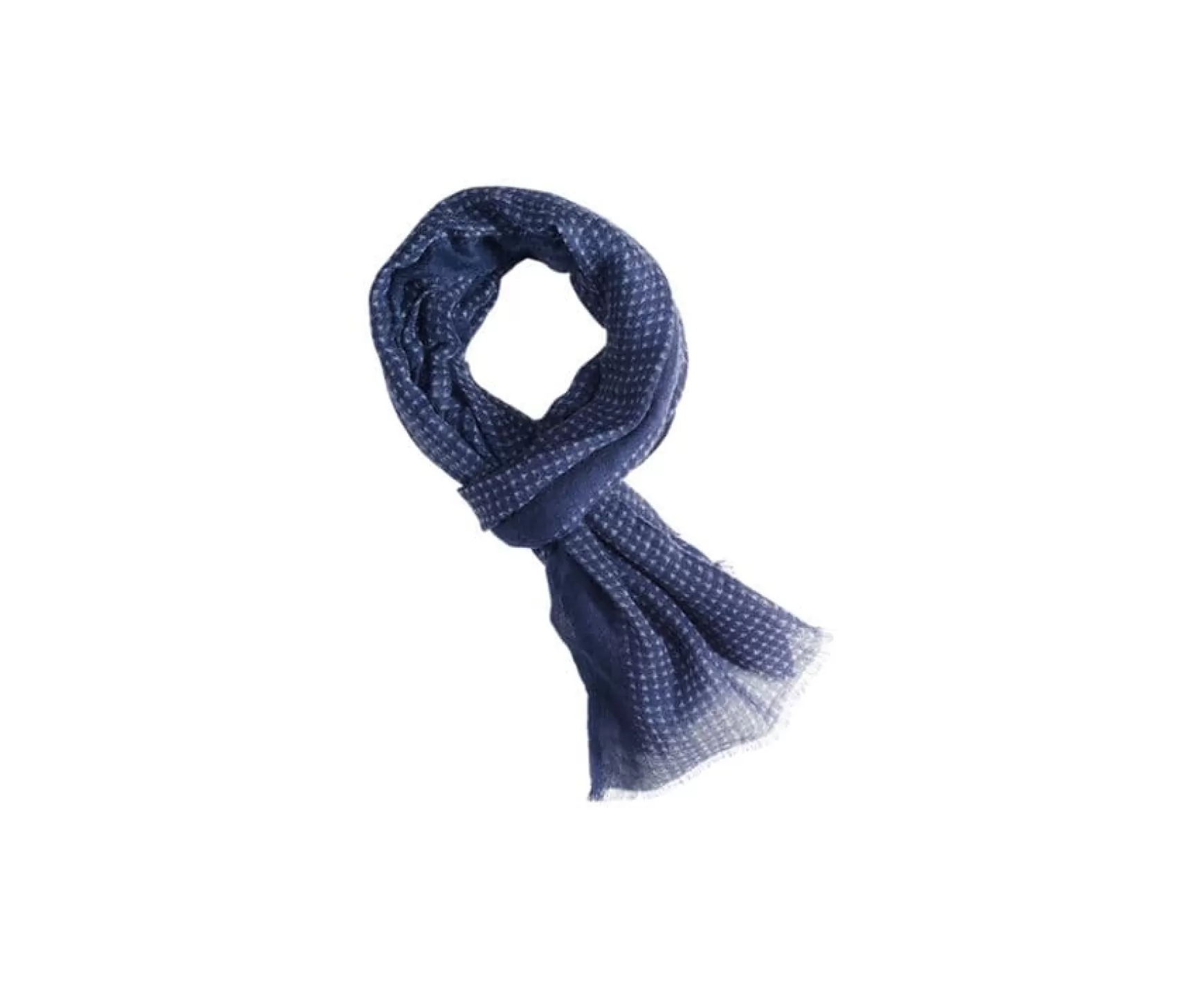 Bexley | Wool Scarf Blue Square Pattern Grey